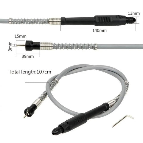 Solid Grip Flexible Shaft Handle Grinder Attachment With Smooth Soft Bend Cable And Compact Precision Drill Chuck for micro carving.