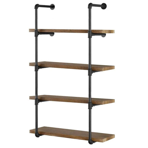 Industrial Black Pipe Shelf Kit 5 Tier Open Wall And Ceiling Mounted Bookshelf For DIY Projects Two Pack Hardware Set