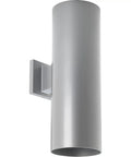 6 Inch Cylinder Outdoor Wall Sconce Two Light Up And Down Slick Modern Exterior And Interior Lighting Aluminum Construction Metallic Gray For Porch Patio Deck Weather Resistant