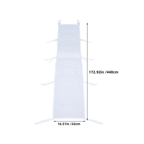 Leakproof Tent Rain Gutter System For Canopy, Heavy Duty Pop Up Gutter 14.44ft, top view with dimensions marked, white color