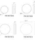 Technical diagram of Dot 9-Inch LED Round Flush Mount Light 3500K in stainless steel or marine-grade finish showing dimensions.