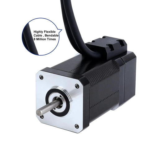 NEMA 17 closed loop stepper motor kit with flexible cable, ideal for CNC routers and 3D printers, featuring an 8 million bend lifespan