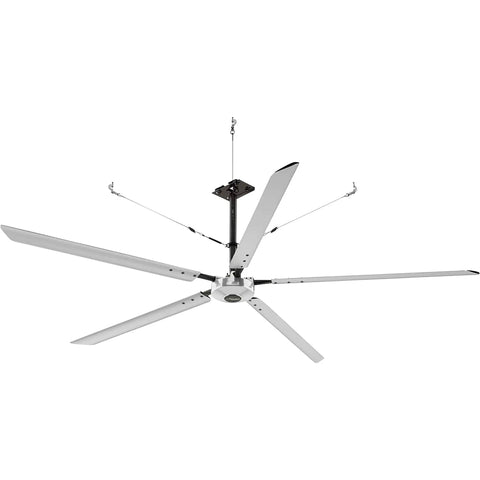 Straight Up Powerhouse 24 Foot HVACLS Ceiling Fan Delivering 220V Single Phase Direct Drive Motion In Sleek Silver, 4 blades