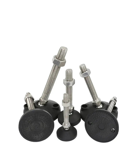 Adjustable Lathe Legs With Swivel Base And Leveling Feet 80mm And 100mm Diameters M14 To M24 Thread Articulating Height Adjustable