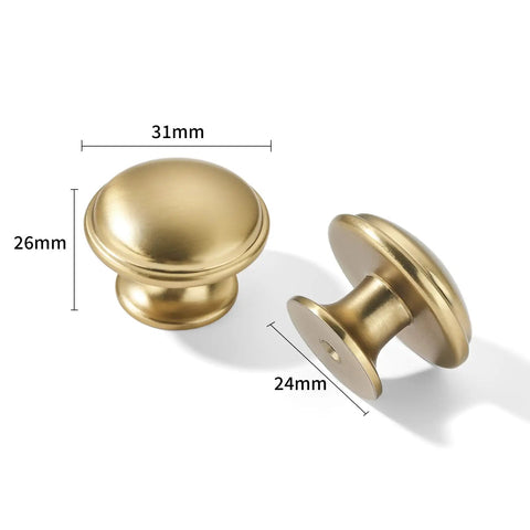 20 Pack Brushed Brass Cabinet Knobs Solid Heavy Duty Mushroom Pulls Size For Cabinets Closets Dressers Kitchens And Bathrooms Hardware Upgrade Your Cabinets With Easy Install Dope Look Built To Last, 31mm x 26mm brass knob