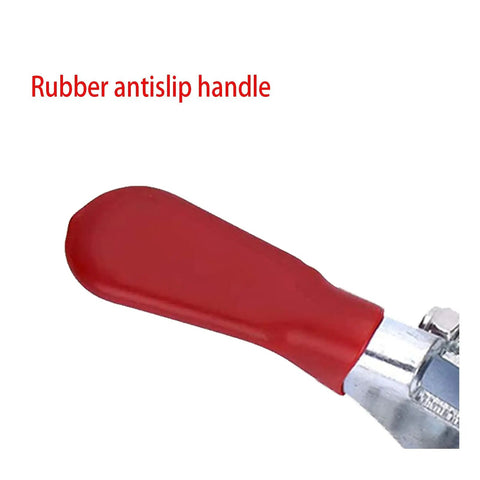 Close-up of red rubber antislip handle on Silver Toggle Latch Clamp Set, U Bolt Toggle Latches, 360 Lb Holding Capacity, 8 Pack