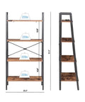 Dope Industrial Four Tier Freestanding Rustic Bookshelf Plant Stand Storage Rack dimensions illustration with weights