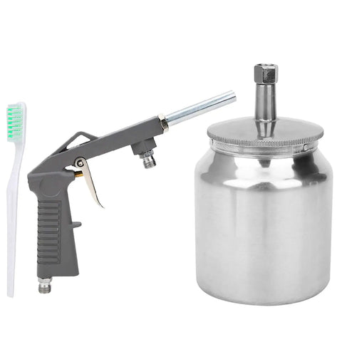Garage Ready Heavy Duty Pneumatic Spray Gun Pro Grade Air Paint Sprayer with metal cup and cleaning brush for auto projects.