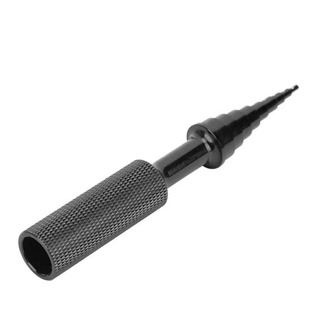 Badass RC Bearing Removal Tool 2 To 14 Millimeter Aluminum Alloy Steering Hub Carrier Disassembly Kit Non Slip Grip Extractor For Remote Control Cars Black tool with textured grip for precision extraction.