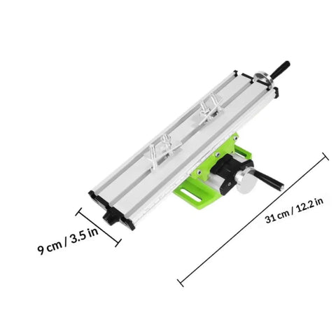 Boofaa Compact Multifunction Drill Press Platform For Milling Machines, 31cm x 9cm, alloy steel with green finish for precision tasks.