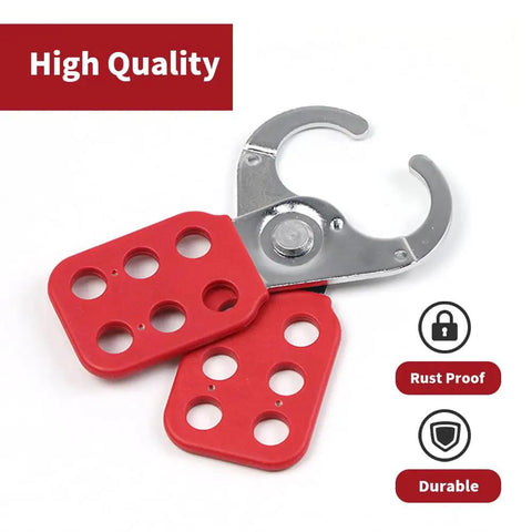 Double Layer Nylon Handle Chrome Plated Steel Lockout Tagout Hasps With One Inch Jaw, red dual grip design for safety use.