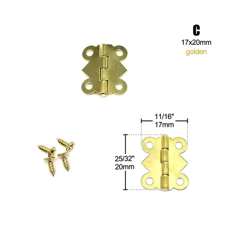 12 Pack Mini Heavy Duty Cabinet Door Hinges With Screws 17x20mm Gold Finish Tough As Nails Hardware For Kitchen Office And Pantry Cabinets Easy Install Sturdy Steel Construction Corrosion Resistant, gold hinge and screws
