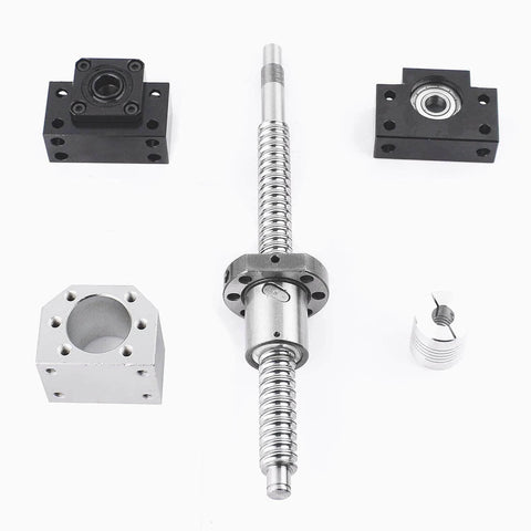 550mm SFU1605 Ball Screw Kit with Metal Ball Nut, Ball Nut Housing, BK BF End Supports and Coupler, 16mm Diameter, 5mm Lead