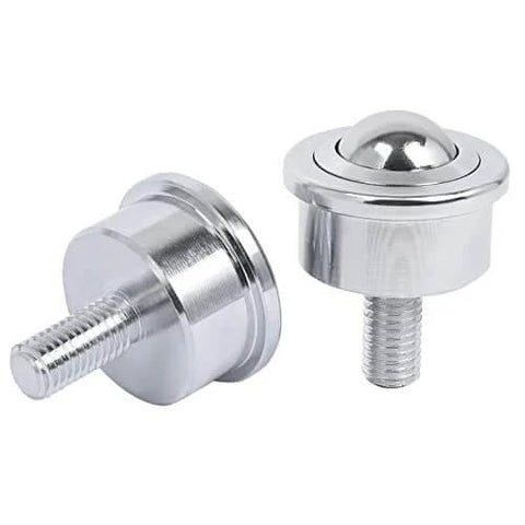 5/8 Inch Roller Ball Transfer Units M8 Stud Mounted Heavy Duty Ball Transfers showcasing steel ball and carbon steel housing.