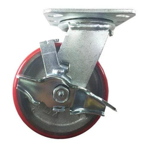 5 Inch Heavy Duty Cast Iron Hub Caster Wheels Set of 4, 2 Swivel and 2 Swivel with Brake, Non Skid Mark Design, 800lb per Wheel Capacity