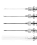 5pcs Grease Injector Needle, Small Bearing Grease Needle Nozzle Portable and Detachable Grease Gun Needle Tip displayed side by side