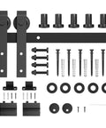6.6FT Sliding Barn Door Hardware Kit for Single Doors up to 40 Inch, including carbon steel track, nylon rollers, and mounting screws