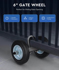 6" Heavy Duty Sliding Gate Wheel for Metal Tube, 600 lb Capacity Chain Link Fence, dual wheels shown installed on gate