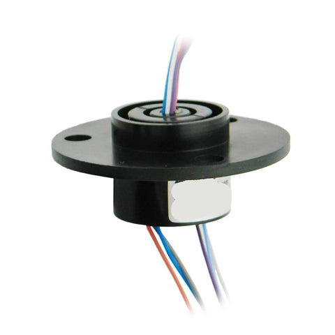 Conductive Slip Ring 6-Way 2A Assembly for Stage Lighting with visible rotary joint, showing collector ring swivel and 200mm lead wire.