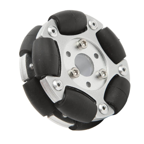 60mm Aluminium Alloy Robot Omni Wheel, 360 Degree Rotation, Anti Slipping Design with 10 Nylon and PE Rollers, close-up view