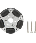 60mm Aluminium Alloy Robot Omni Wheel, 360 Degree Rotation, Anti Slipping with Nylon and PE Rollers, shown with screws