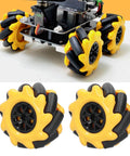 Mecanum Wheel OmniDirectional Smart Robot Car Parts Accessories DIY Toy Components 60mm displayed on robotic chassis and close-up pair