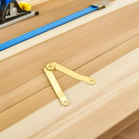 Golden Iron Lid Support Hinges For Wooden Boxes And Treasure Chests Elegant Finish Smooth Opening Easy Install With Connecting Plates