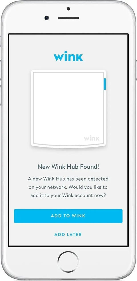 Mobile screen showing Wink Hub setup for 2 Smart Home Hub With Voice Control Works With Alexa And Google Assistant Lets You Control Cameras Doorbells Lighting Locks And Thermostats All From One Simple Easy To Use Center White.