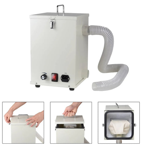Straight Up Powerhouse 1000W Dental Dust Extractor With Pretty Dang Quiet Motor snagging fine jewelry polish debris fast, portable design.