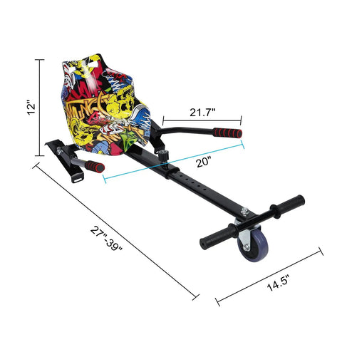 Hoverboard Seat Attachment With Adjustable Straps Go Kart Conversion For Adults And Kids Fits 6.5 8 And 10 Inch Black