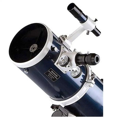 Omni XLT 150 Reflector Telescope With StarBright XLT Coatings Newtonian Optical Tube for sharper views, dark blue finish close-up