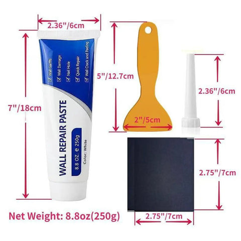 Fast Drying Wall Repair Putty Kit For Holes And Cracks Drywall Patch and Mending Compound includes paste, scraper, and nozzle