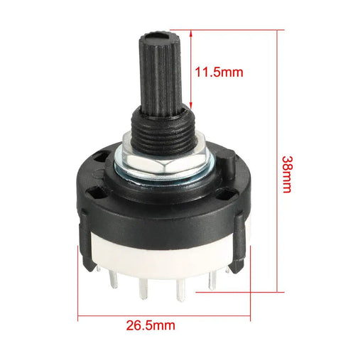 12 Position Rotary Switch Selector 1 Pole 12 Throw Band Channel Single Deck Pack Of 2 For Radio TV And Industrial Control Equipment