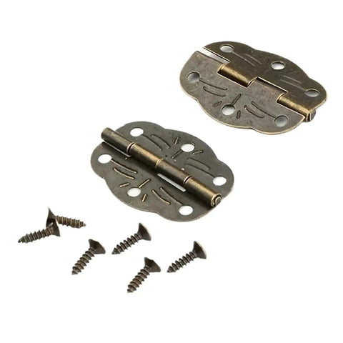 Six Sets Of Mini Bronze Colored Cabinet And Drawer Door Hinges With Soft Close Dampers Ideal For Jewelry Boxes 30x22mm with screws