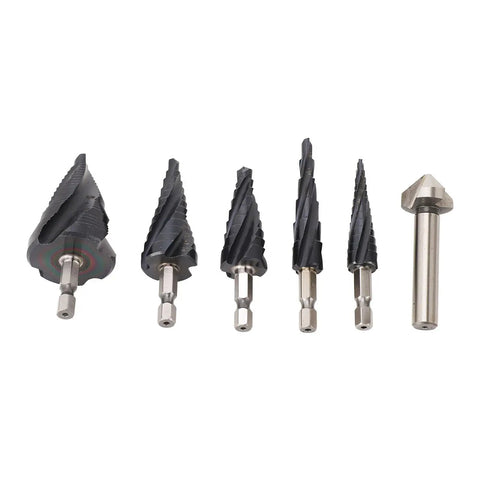 Top Notch M35 Cobalt Step Drill Bit Set With 4 Flute Pagoda Design For Stainless Steel And Hard Metal High Speed Cutting Zero Burrs And Clean Holes Every Time In Sheet Metal Projects, 5-piece set