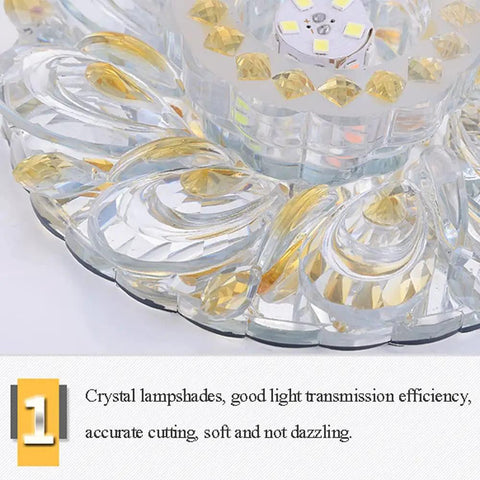 Solid 10 Pack Of 4 Inch 5W Led Crystal Downlights With Sleek Baffle Trims, close-up of crystal lampshade detail.