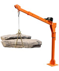 Heavy Duty 1100 Lb Truck Bed Crane Hoist With Electric Winch lifting large stone slab, showcasing adjustable jib arm and sturdy base.