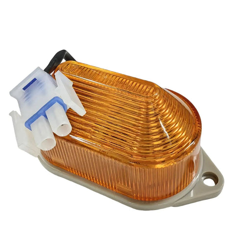 Badass Bright Scissor Lift Beacon Light 2 Pack With Blazing Strobe Warning Lamp For Hydraulic And Electric Platforms Top view of amber strobe lamp with connector.
