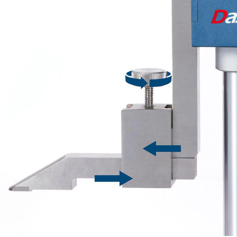 Precision 24 Inch Digital Height Gauge With Smooth Rolling Feed Wheel And Hefty Cast Iron Base Carbide Tipped Scriber adjustment detail.