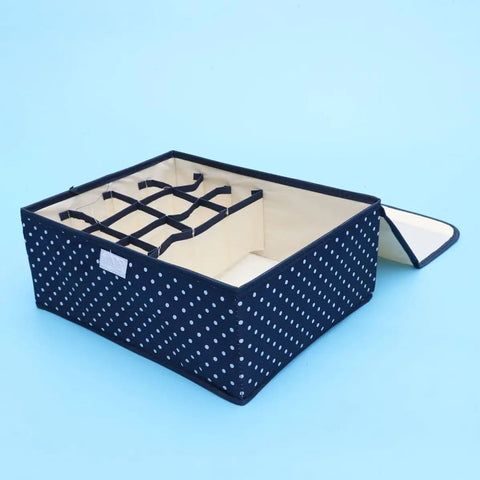 Nifty Thirteen Pocket Underwear Storage Box Perfect For Closet Organization And Keeping Your Personal Stash Sorted Straight Up Neat with polka dot design.