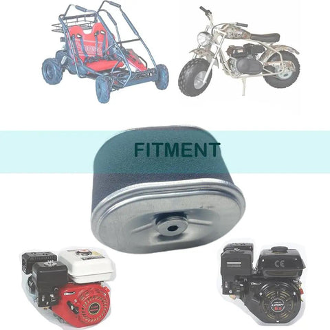 Go Kart Air Filter Cleaner Kit With KT196 Spark Plug for Coleman CK196 and Honda GX engines, shown with vehicles and engines.