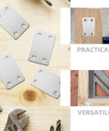 Sturdy Stainless Steel Flat Plate Brackets 20-Piece 4-Hole Set No-Fuss Easy Install for wood shelves and DIY projects displayed on wood