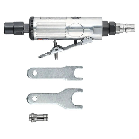 Top Notch Pneumatic Air Die Grinder Kit With Hella Fast Rotation And Sweet Smooth Polishing For Boss Level Metal Mold Grinding and Reliable Shop Tools - image of pneumatic grinder with accessories.