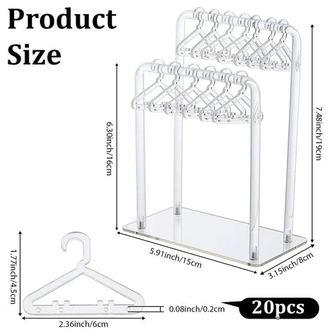 Super Sleek Acrylic Earring Holder Stand With Twenty Mini Hangers Holds Up To Sixty Pairs Two Tier Jewelry Organizer with dimensions.