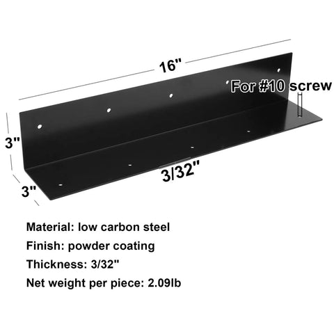 Beefy Black Corner Brackets To Beef Up Your Garden Bed 4 Pack 16 X 3 In Steel L Brackets Powder Coat Finish with pre-drilled holes.