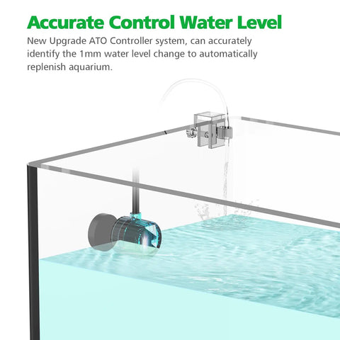 Auto Top Off ATO System For Saltwater And Freshwater Aquariums Keeps Water Level Stable And Salinity In Check No Fuss Setup Perfect For Reef Tanks And Multi Tank Systems Blue installed in aquarium