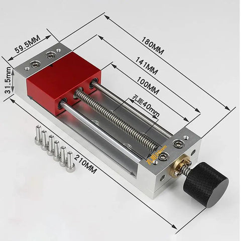 Rock Solid 100MM Aluminum Engraving Machine Vise With Lock Tight Jaw Fixture And M5 Bolt Kit for heavy-duty tasks with measurements.