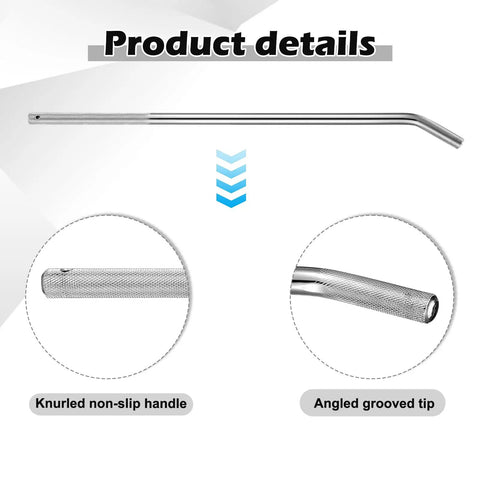 28 Inch Standard Flatbed Winch Bar With Chrome Polished Steel Finish, Non Slip Handle, Tapered Angled End For Maximum Leverage And Easy Cranking, Heavy Duty Construction For Secure Loading On Flatbed Trailers, knurled handle and angled tip