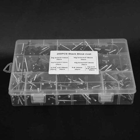 Blind Rivet Kit With 200 High Strength Aluminum Rivets In 8 Sizes Round Head Fasteners For Food Machinery Kitchen Appliances And Elevators Tough Solid Set For food machinery