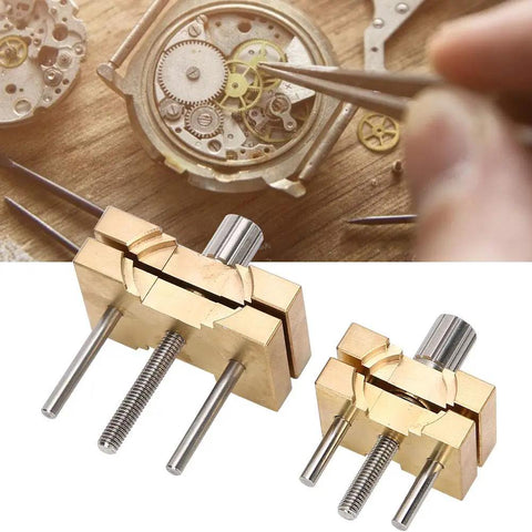 Copper Watch Movement Hold Tool For 4040 And 4039 Movements Dual-Sided Adjustable Holder with non-slip grip on wooden surface
